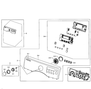 Control Panel Diagram and Parts List for DV331AER XAA-0002 Samsung Dryer