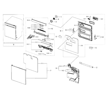Door Diagram and Parts List for DW80J7550UG AA-0001 Samsung Dishwasher