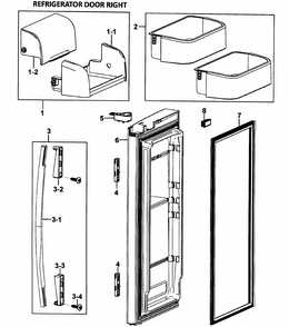 Right Door Diagram and Parts List for RF265ABPN XAA-0000 Samsung Refrigerator