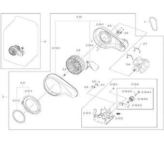 Motor Duct Diagram and Parts List for DV50K8600EW A3-0001 Samsung Dryer