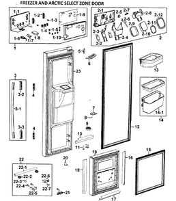 Left Doors Diagram and Parts List for RM257ABRS XAA-0000 Samsung Refrigerator