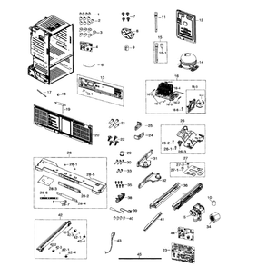 Cabinet Diagram and Parts List for RF260BEAESR AA-01 Samsung Refrigerator