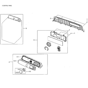 Control Panel Diagram and Parts List for DV48J7700GW A2-01 Samsung Dryer