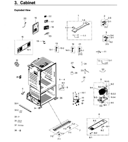 Cabinet Diagram and Parts List for RF26J7500BC AA-0002 Samsung Refrigerator
