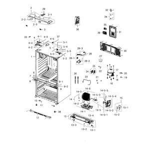 Cabinet Diagram and Parts List for RFG237AABP XAA-0002 Samsung Refrigerator