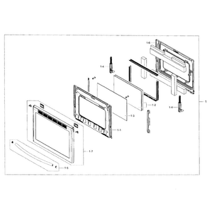 Door Assy Diagram and Parts List for NE58F9500SS AA-0000 Samsung Range