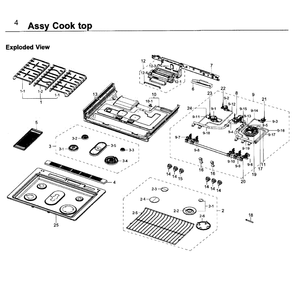 Cooktop Diagram and Parts List for NY58J9850WS AA-0000 Samsung Range