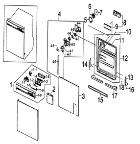 Door Assy Diagram and Parts List for DMT300RFW XAA Samsung Dishwasher