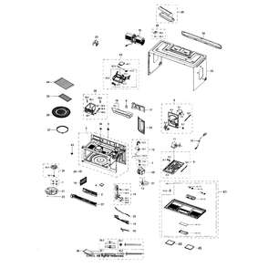 Main Assembly Diagram and Parts List for ME20H705MSW AA-01 Samsung Microwave
