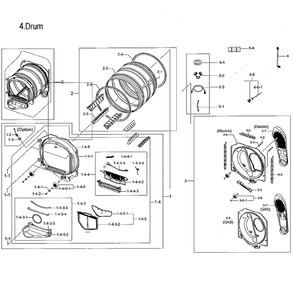 Drum Diagram and Parts List for DVG54M8750W A3-0000 Samsung Dryer