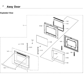 Door Diagram and Parts List for NE59J3420SW AA-06 Samsung Range