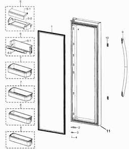 Refrig Door Diagram and Parts List for RSG257AABP XAA Samsung Refrigerator
