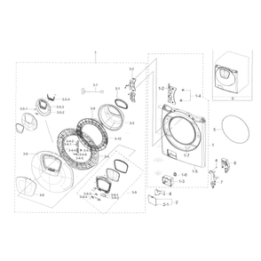 Frame Front And Door Diagram and Parts List for WF45K6200AW A2-0000 Samsung Washer
