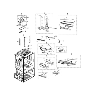 Refrigerator Diagram and Parts List for RF221NCTASR AA-01 Samsung Refrigerator