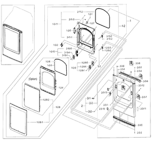 Front/door Diagram and Parts List for DV52J8700EP A2-0000 Samsung Dryer
