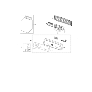Control Panel Diagram and Parts List for DV476GTHAWR A1-01 Samsung Dryer