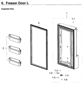Freezer Door L Diagram and Parts List for RF23J9011SG AA-0002 Samsung Refrigerator