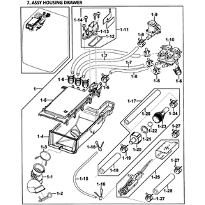 Drawer Housing Diagram and Parts List for WF419AAU XAA-00 Samsung Washer