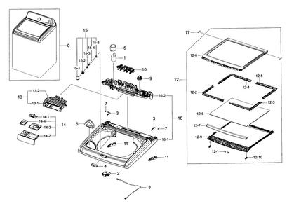 Cover Top Diagram and Parts List for WA456DRHDWR AA-0004 Samsung Washer