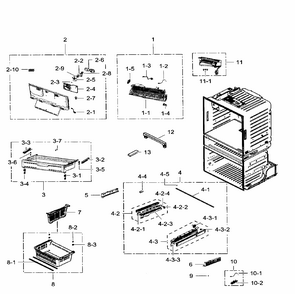Freezer Diagram and Parts List for RF28HMEDBWW AA-0007 Samsung Refrigerator