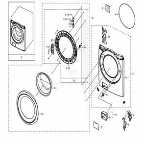 Assembly Front Parts Diagram and Parts List for WF45N5300AV (US)(0000) Samsung Washer