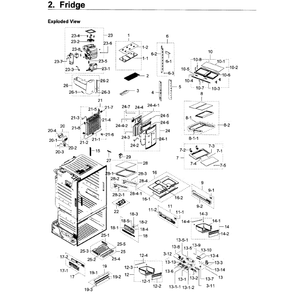 Fridge Diagram and Parts List for RF23HTEDBSR AA-08 Samsung Refrigerator