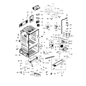 Cabinet Diagram and Parts List for RF23HCEDTSR AA-0001 Samsung Refrigerator