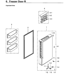 Freezer Door Rt Diagram and Parts List for RF24J9960S4 AA-0004 Samsung Refrigerator