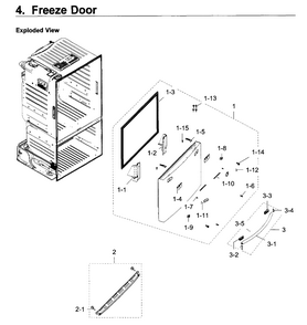 Freezer Door Diagram and Parts List for RF28HDEDPBC AA-0005 Samsung Refrigerator