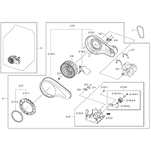 Motor Duct Diagram and Parts List for DV45H7000EW A2-02 Samsung Dryer