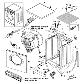 Main Assembly Diagram and Parts List for WF-J1254 XAA-0000 Samsung Washer