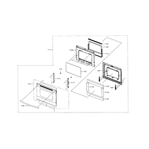 Door Diagram and Parts List for NE59J3420SW AA-0002 Samsung Range