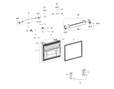 Freezer Door Diagram and Parts List for RFG237AARS XAA-0002 Samsung Refrigerator