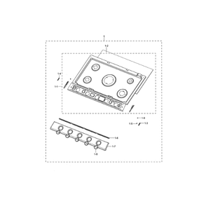 Cooktop Frame Diagram and Parts List for NA30N7755TG AA-00 Samsung Cooktop