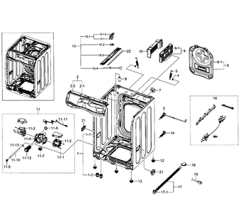 Frame Diagram and Parts List for WF520ABP XAA-0001 Samsung Washer