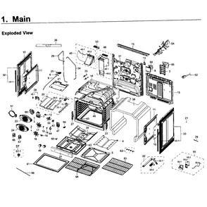 Main Assembly Diagram and Parts List for NX58K9850SS AA-0000 Samsung Range
