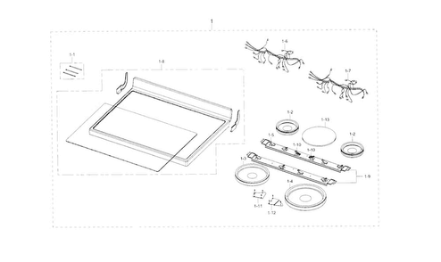 Part Location Diagram of DG47-00043B Samsung Radiant Heater
