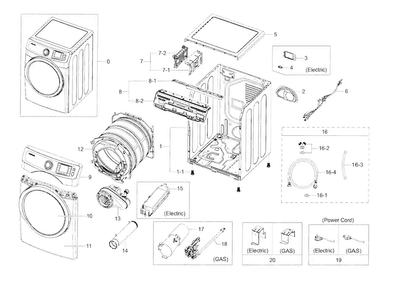 Main Assy Diagram and Parts List for DV42H5600EP A3-0000 Samsung Dryer