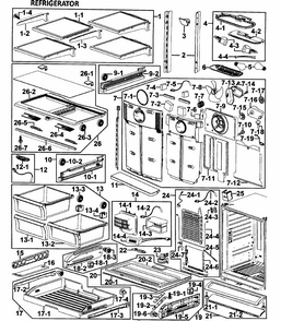 Refrigerator Diagram and Parts List for RF265ABPN XAA-0000 Samsung Refrigerator