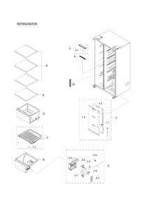 Part Location Diagram of DA97-20628A Samsung Vegetable Drawer Case Assembly