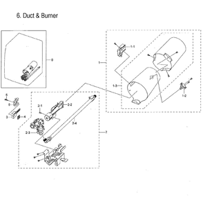 Heater Assembly Diagram and Parts List for DVG52M8650W A3-0000 Samsung Dryer