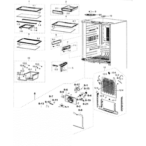 Refrigerator Diagram and Parts List for RF217ABPN XAA-0000 Samsung Refrigerator