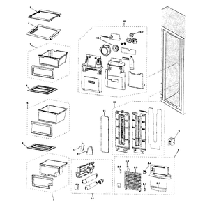 Refrigerator Diagram and Parts List for RS263TDBP XAA-01 Samsung Refrigerator