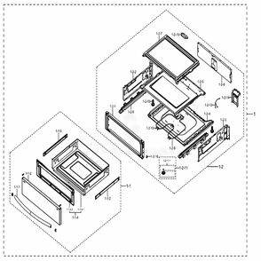 Assembly Drawer Diagram and Parts List for NE59J7850WG (AA)(0005) Samsung Range