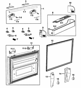 Freezer Door Diagram and Parts List for RF267ABRS XAA-0000 Samsung Refrigerator