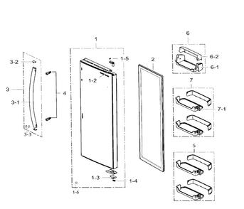 Right Door Diagram and Parts List for RS265TDRS XAA-0001 Samsung Refrigerator