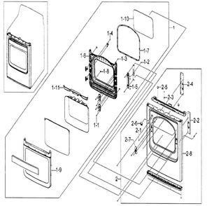 Door Assy Diagram and Parts List for DV5451AGW XAA Samsung Dryer