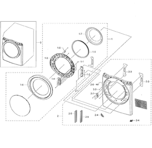 Frame Front & Door Diagram and Parts List for DV42H5000EW A3-0002 Samsung Dryer
