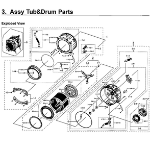 Tub / Drum Diagram and Parts List for WF45M5500AW A5-0000 Samsung Washer