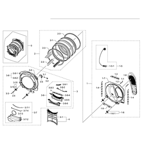 Drum Diagram and Parts List for DV395ETPASU A1-0000 Samsung Dryer